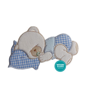 Iron-on Patch Dreaming Teddy Bear  -  Light Blue